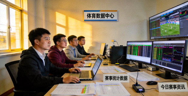 体育数据团队整理赛事统计与资讯内容的工作场景