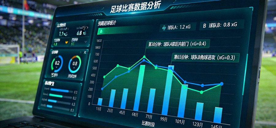 足球比赛数据分析屏幕与预期进球统计图表